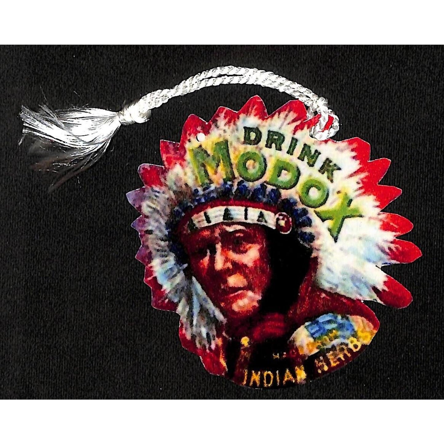 Drink Modox w/ Die Cut Indian Chief Art - Modern Fantasy Laminated 3 1/2"