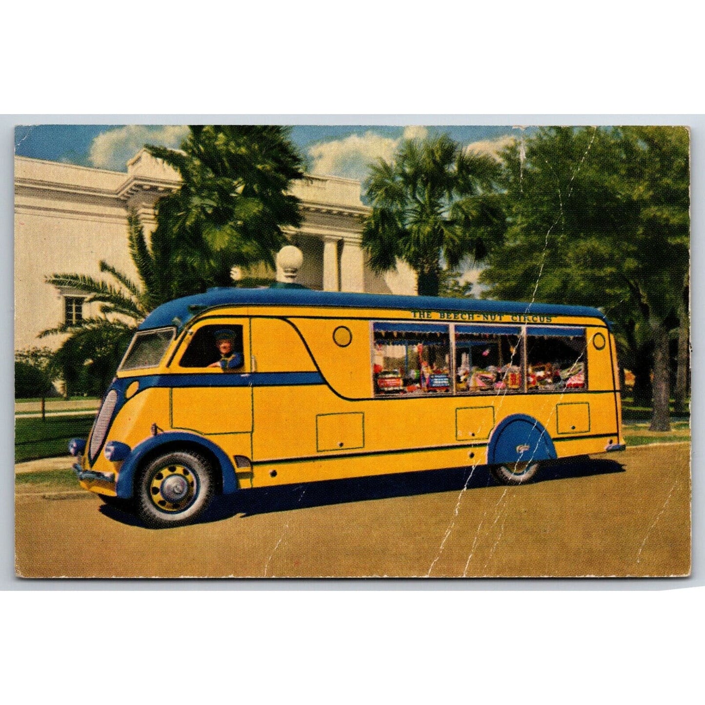 Beech-Nut Circus Car Sarasota Advance Notice Postcard VGC NP c1960