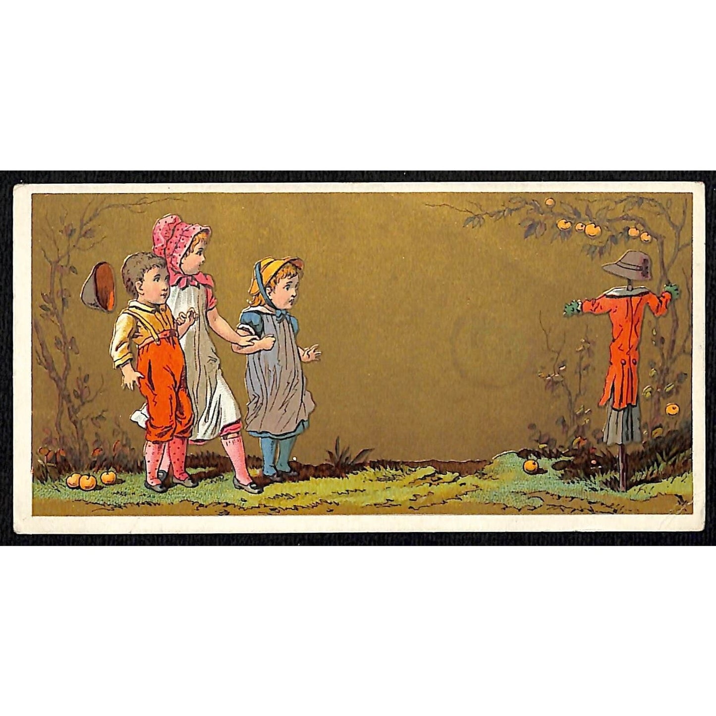 Great Atlantic & Pacific Tea Co A&P Victorian Trade Card Kids Approach Scarecrow