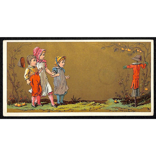 Great Atlantic & Pacific Tea Co A&P Victorian Trade Card Kids Approach Scarecrow