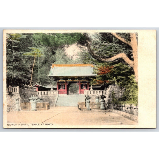 Niomon Iytmitsu Temple, Nikko Japanese Postcard Tinted c1901-07 VGC
