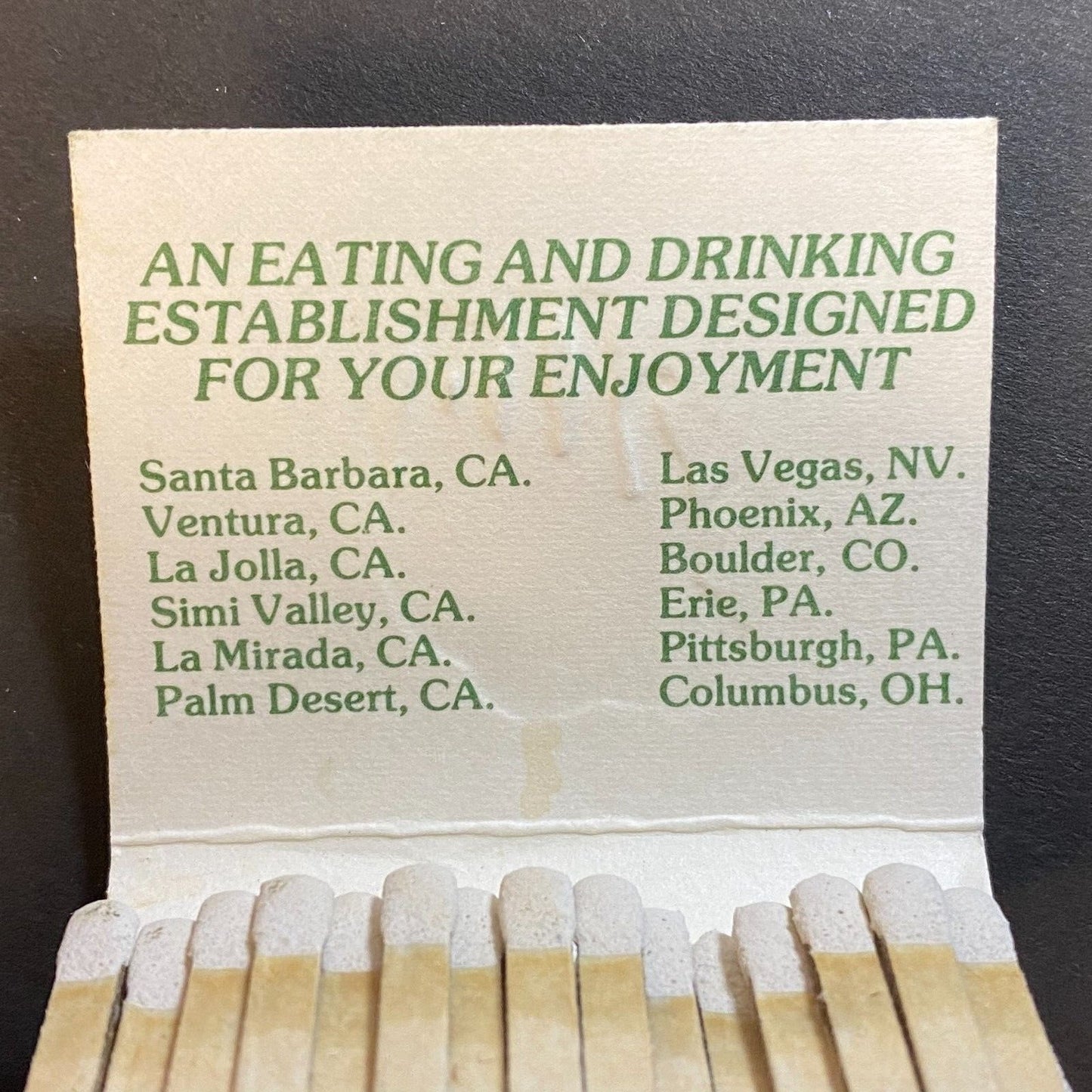 Elephant Bar & Restaurant CA Locations Near Full (-4) Matchbook c1974-80's