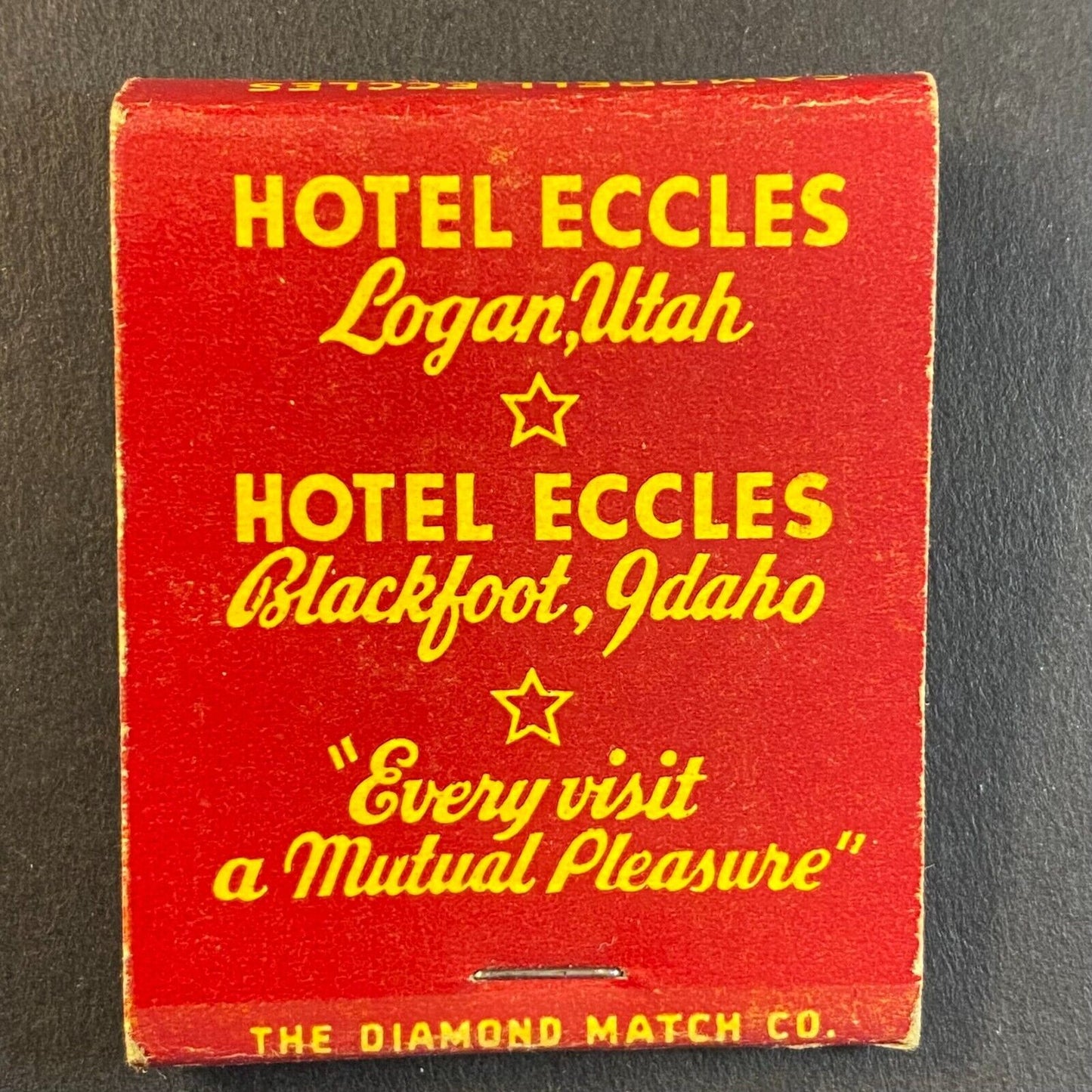 Hotel Ben Lomond Ogden, Utah Full Matchbook c1930's-40's VGC Scarce