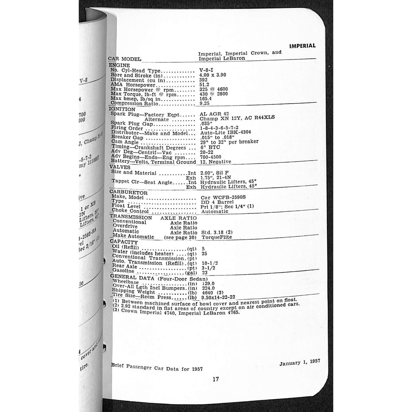 Ethyl Corporation "Brief Passenger Car Data" 1957 Booklet 34pp VGC