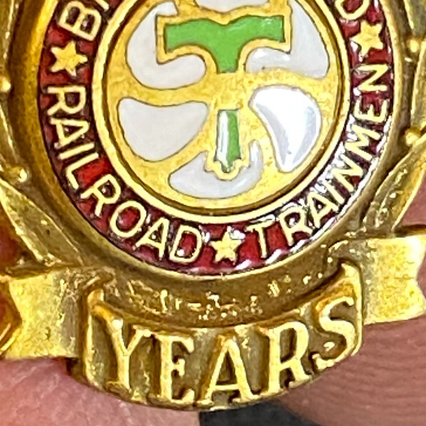 Brotherhood of Railroad Trainmen Color Enameled 15 Year Lapel Pin 16mm c1935-45