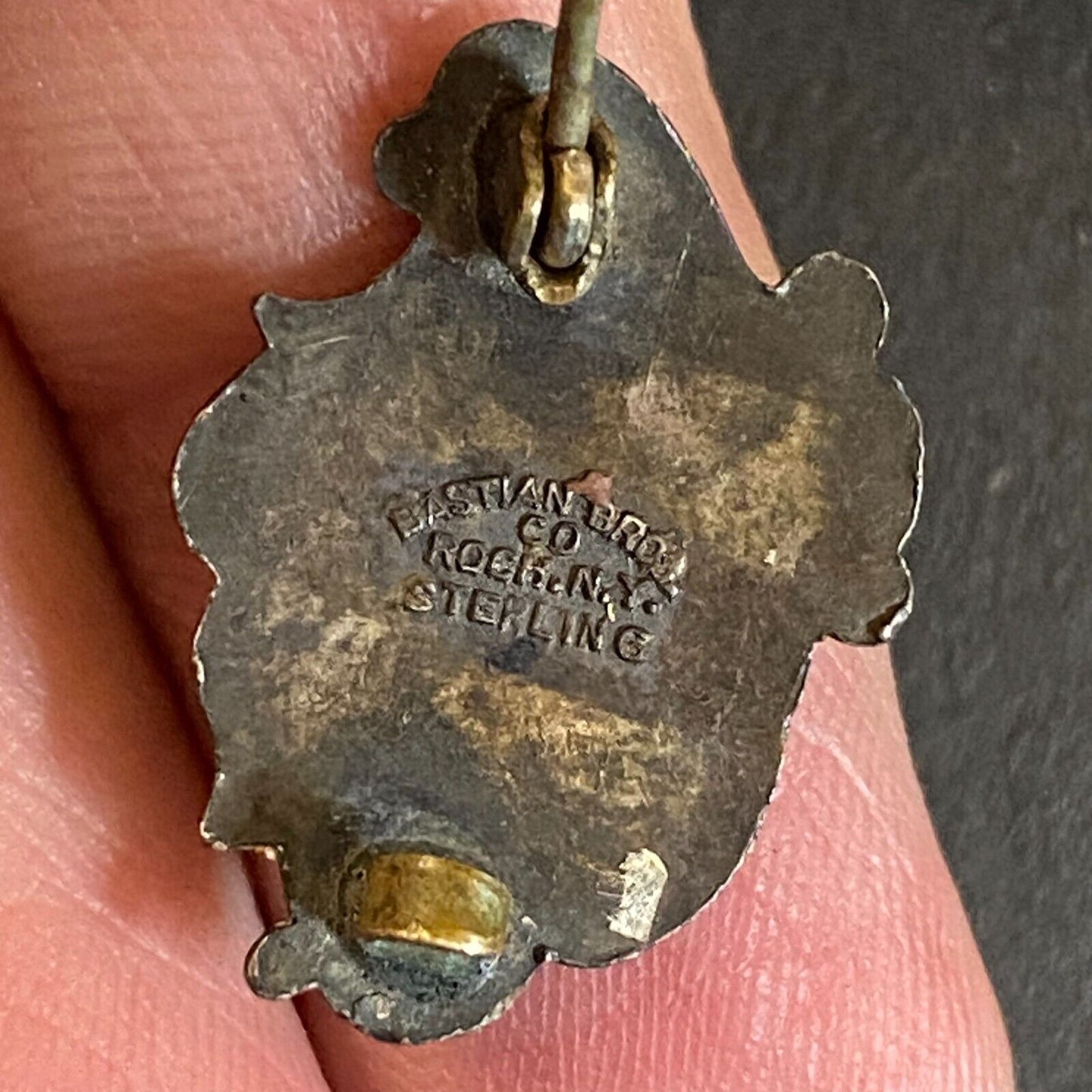 GGS 1908 (High School ?) Color Enamel Lapel Pin 21mm - Marked Sterling