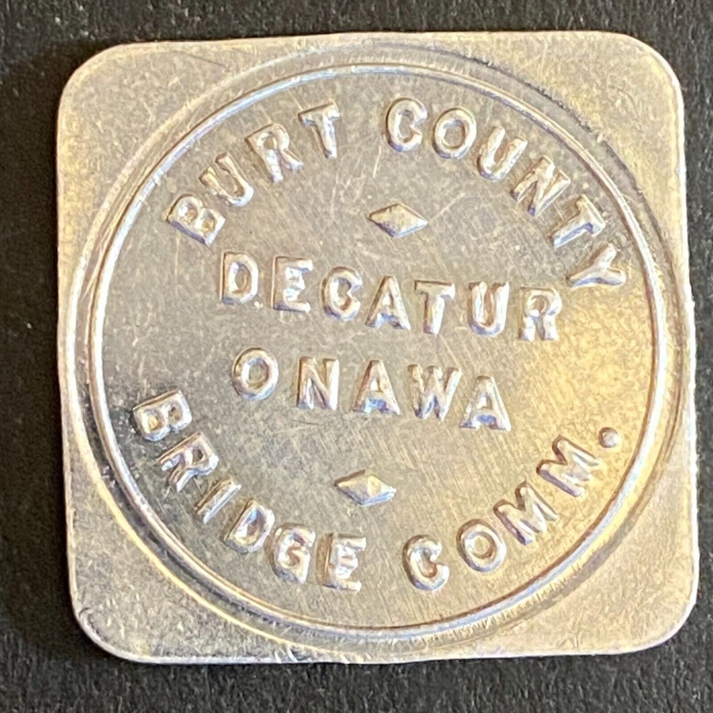Burt County Decatur Onawa Bridge Comm G/F 5c in Toll Token Alum 22mm - UNC VGC
