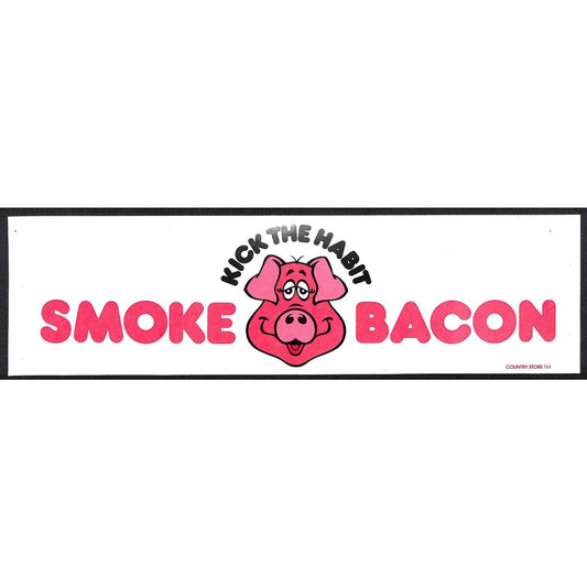 "Kick the Habit - Smoke Bacon" Pig Face Funny Farming Bumper Sticker VGC