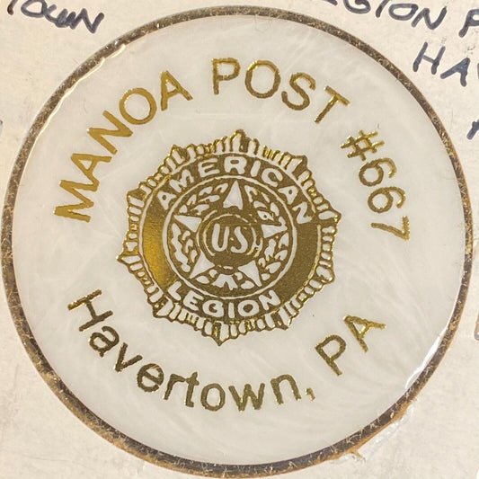Havertown, PA AL Manoa Post #667 c1970's-80's Plastic Draft Beer" Token