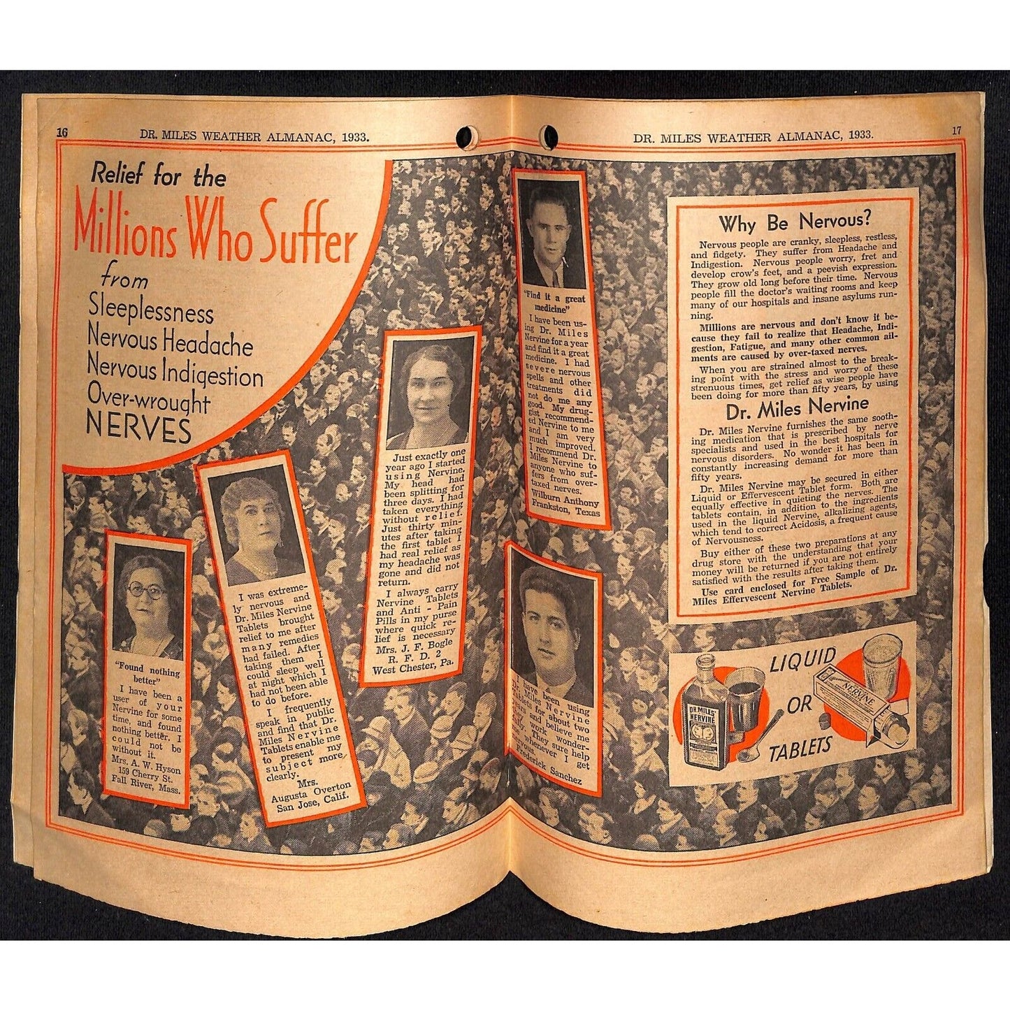 1933 Dr. Mills All Weather Almanac and Handbook 32pp & 1920 Edition in Bad Shape