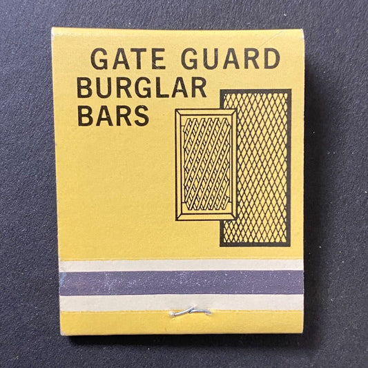 Gate Guard Burglar Bars Chicago Full Matchbook c1974-80's VGC Scarce