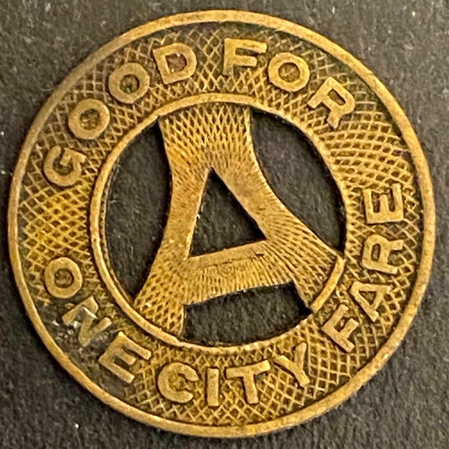 A.T. Co. Akron Transit Company G/F One City Fare Transit Token c1936 16mm