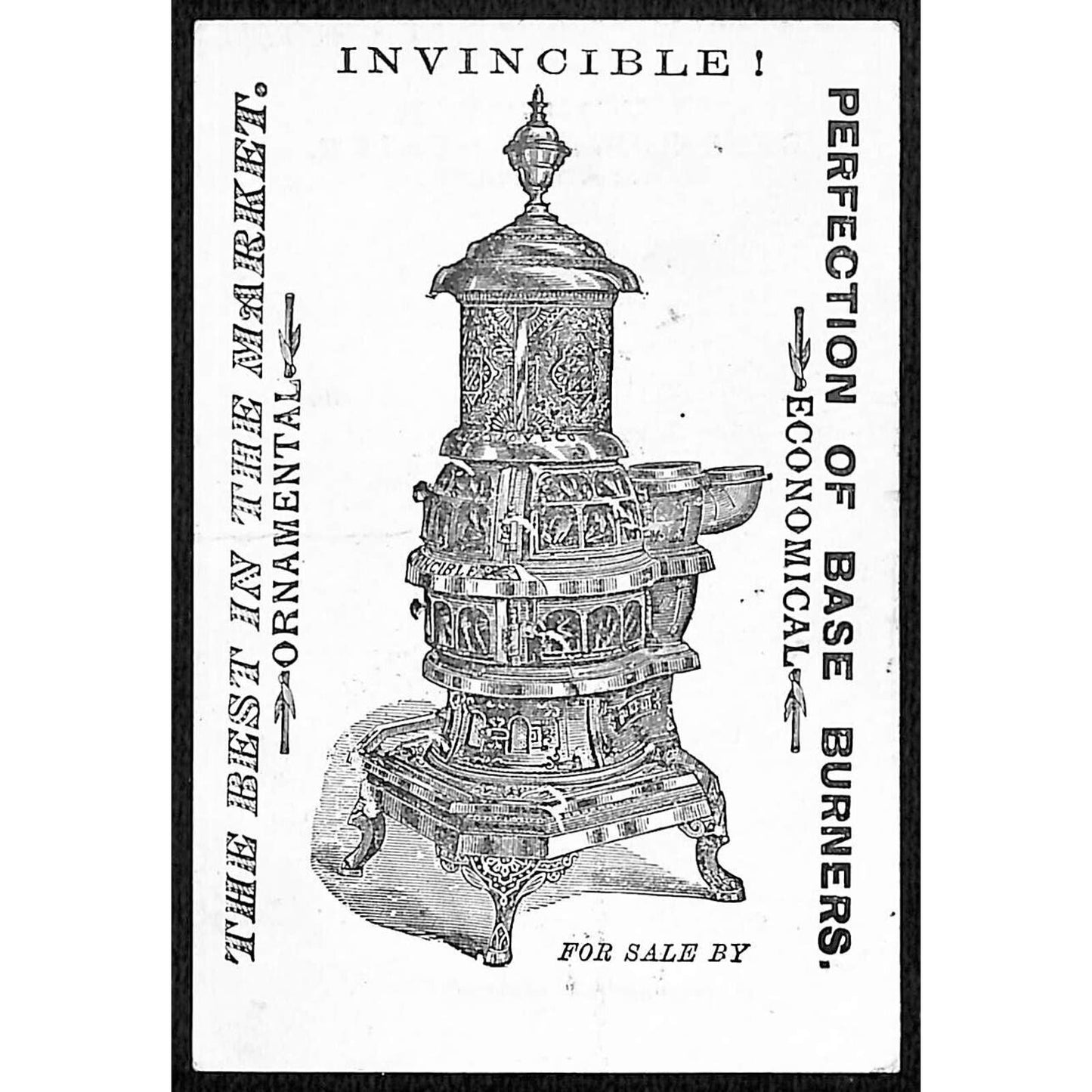 Invincible Base Burning Heater Victorian Trade Card Girl Golf / Hockey Stick ?