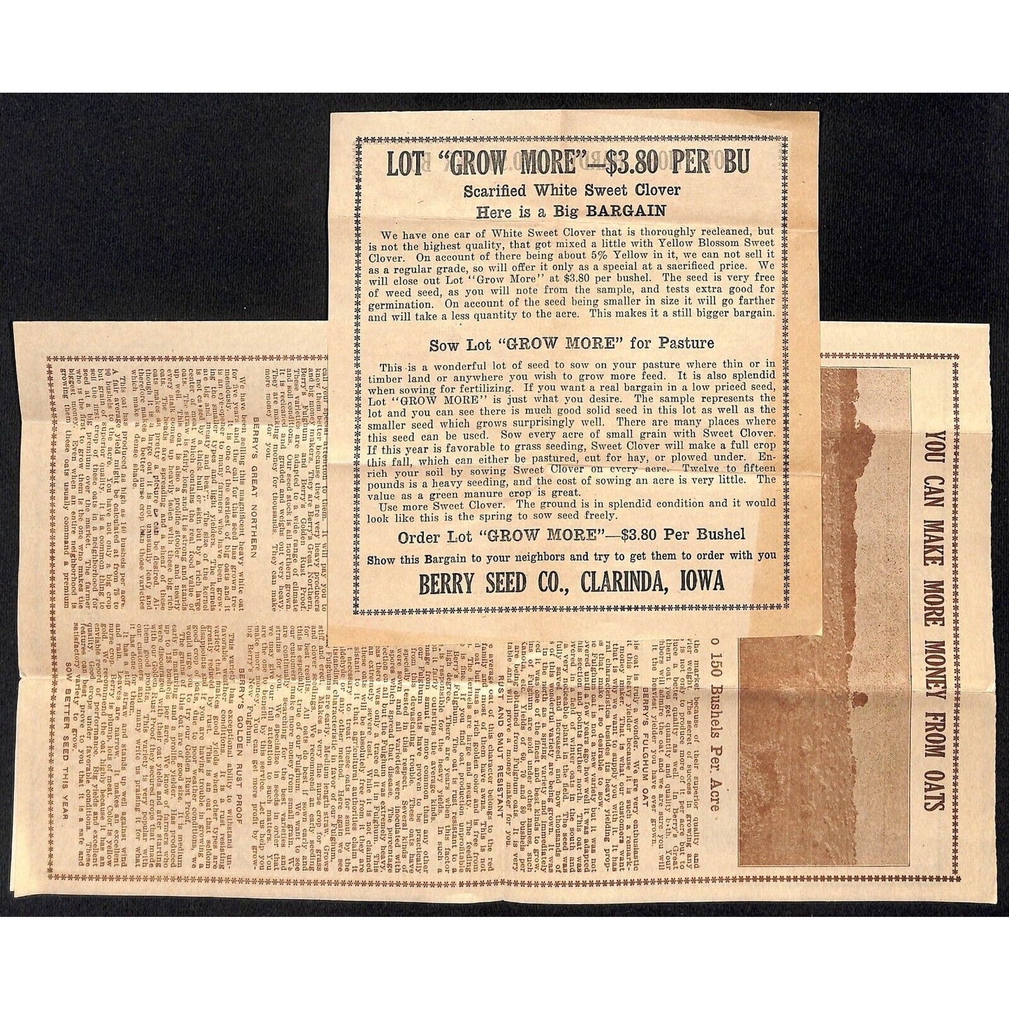 1929 Berry Seed Co. Clarinda, IA Letterheads, Product, Price Sheets & Packets