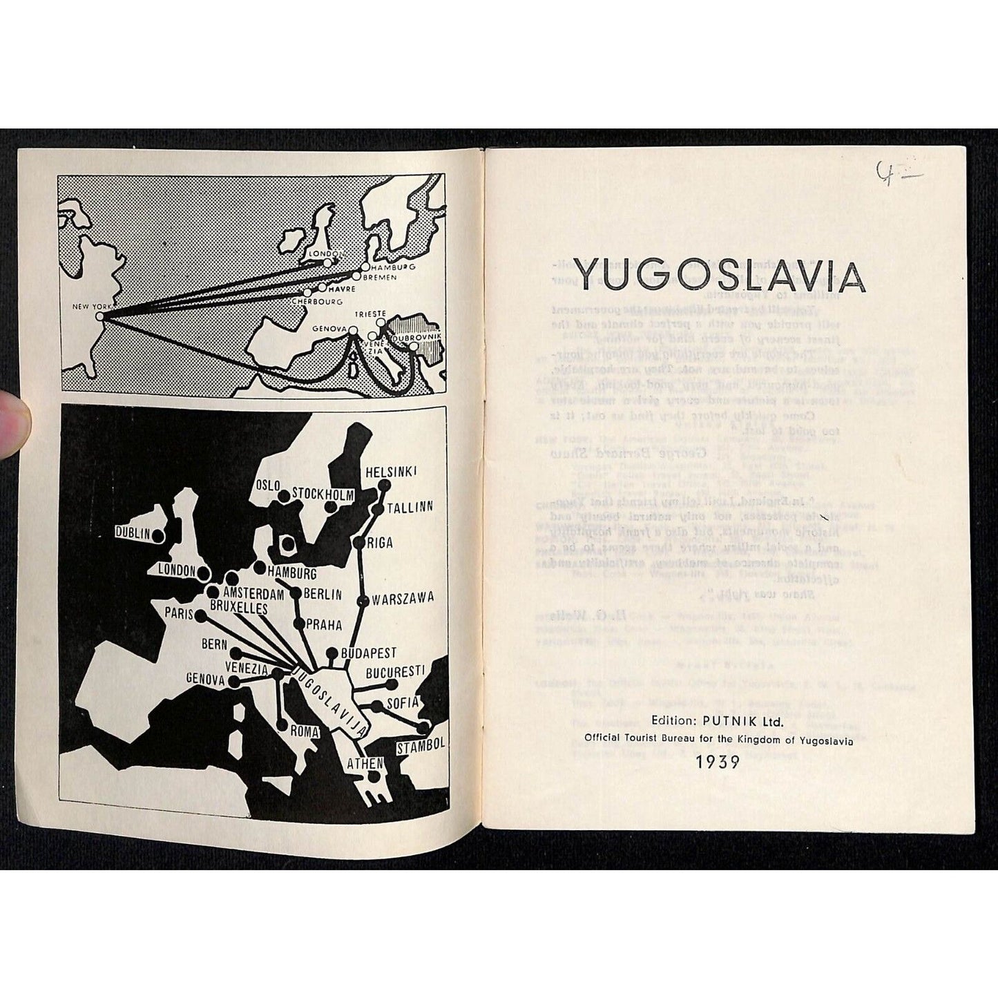 "Yugoslavia" Official Travel Bureau Tourist Guide Booklet 24pp 1939 VGC Scarce