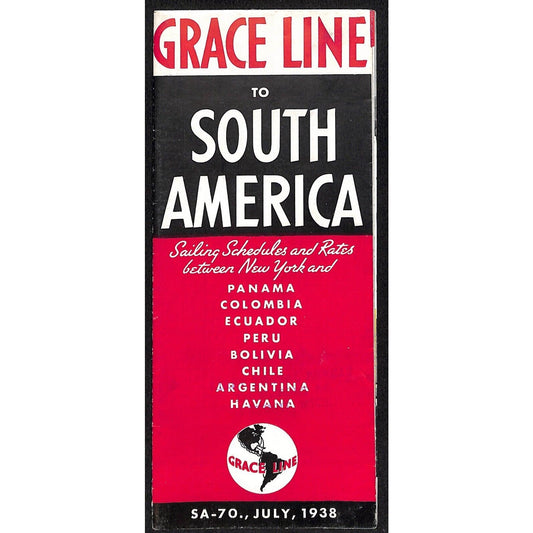 Grace Line to South America 1938 16" x 28" Ocean Liner Brochure VGC