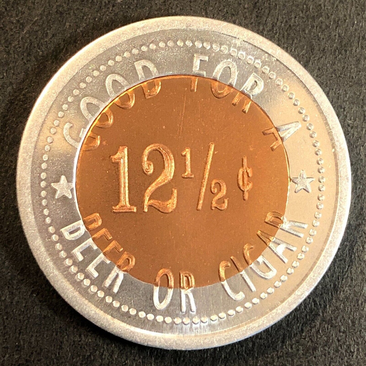 Jerry Adams Token Collector* Keller, TX Bimetallic 12 1/2¢ Trade Token VGC 30mm