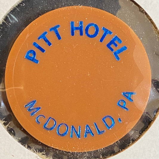 McDonald, PA Pitt Hotel c1980's-90's Plastic Token - G/F One Draft Beer