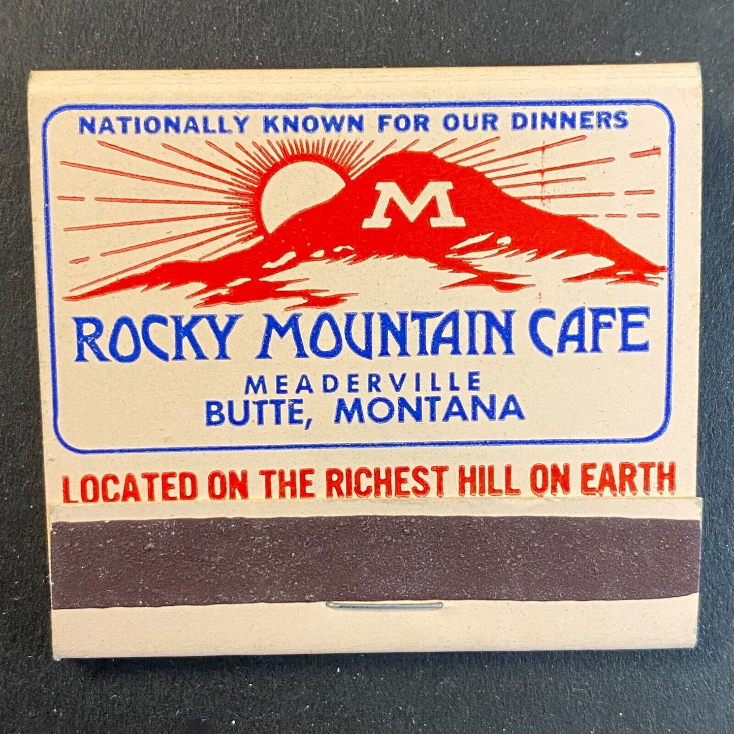 Butte, MT Rocky Mountain Cafe Full c1960's Matchbook VGC Scarce