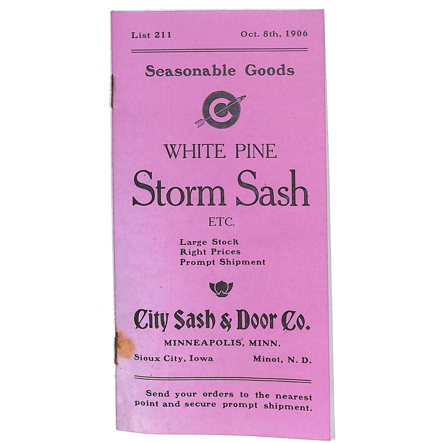 City Sash & Door Co. Minn. 1906 Catalogs, Samples & Covers VGC Scarce