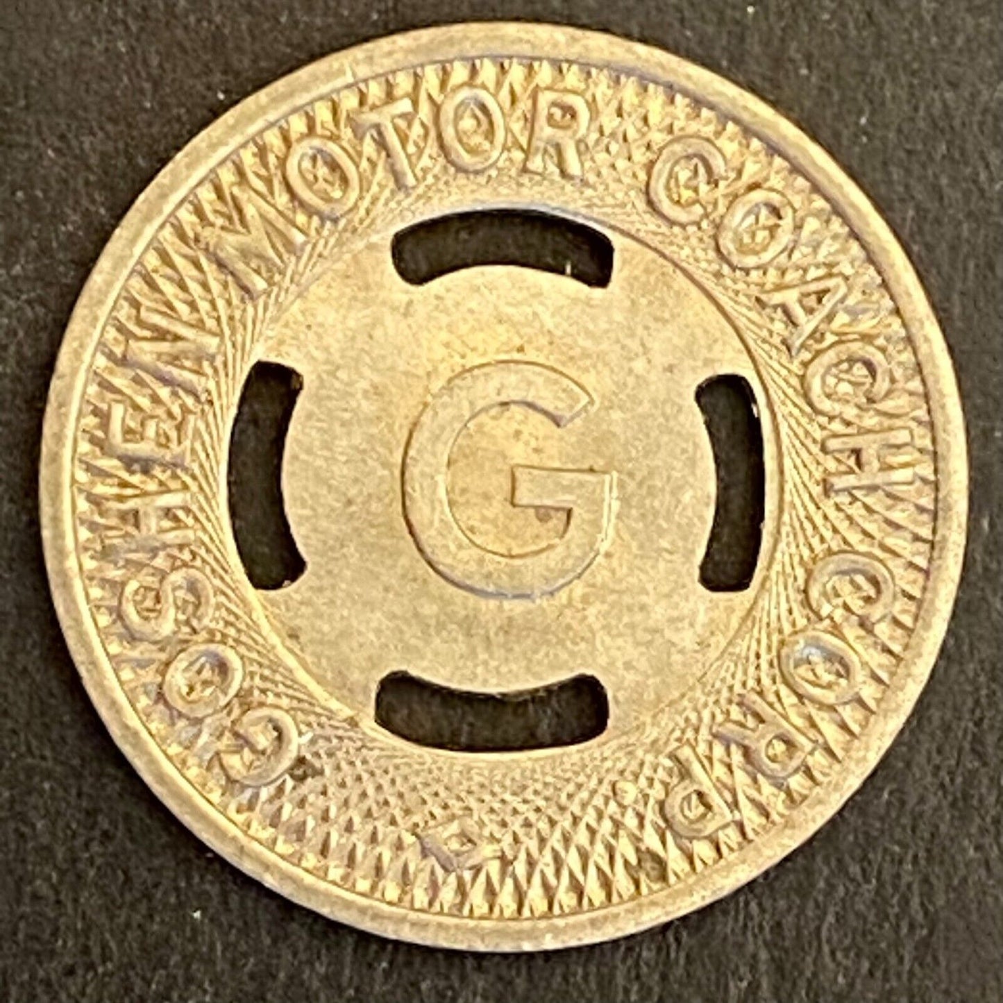 Goshen Motor Coach Corporation Indiana G/F One Fare Transit Token 16mm