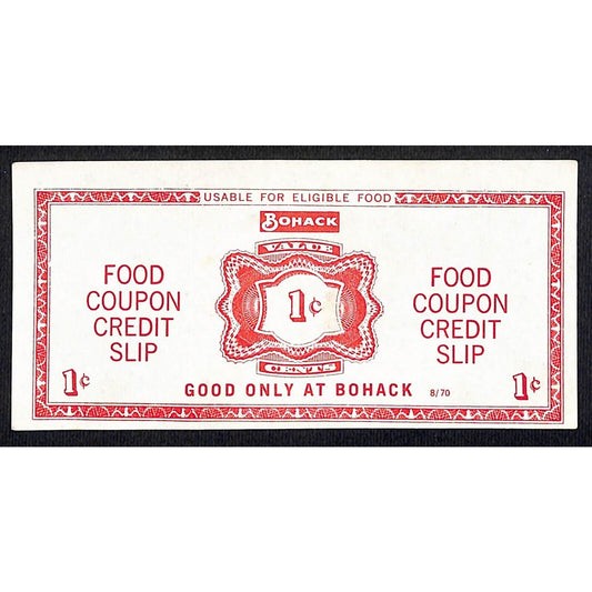 Bohack Supermarket Brooklyn, NY "Food Coupon Credit Slip" 1c c1970 VGC