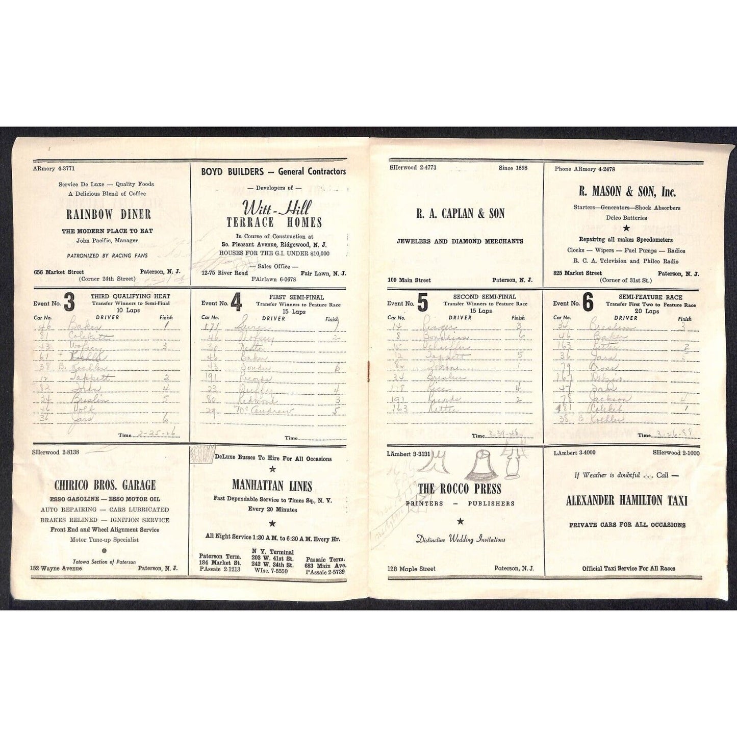 Hinchliffe Stadium Midget Auto Races 5/19/1946 Program Dee Toran 4pp Scarce