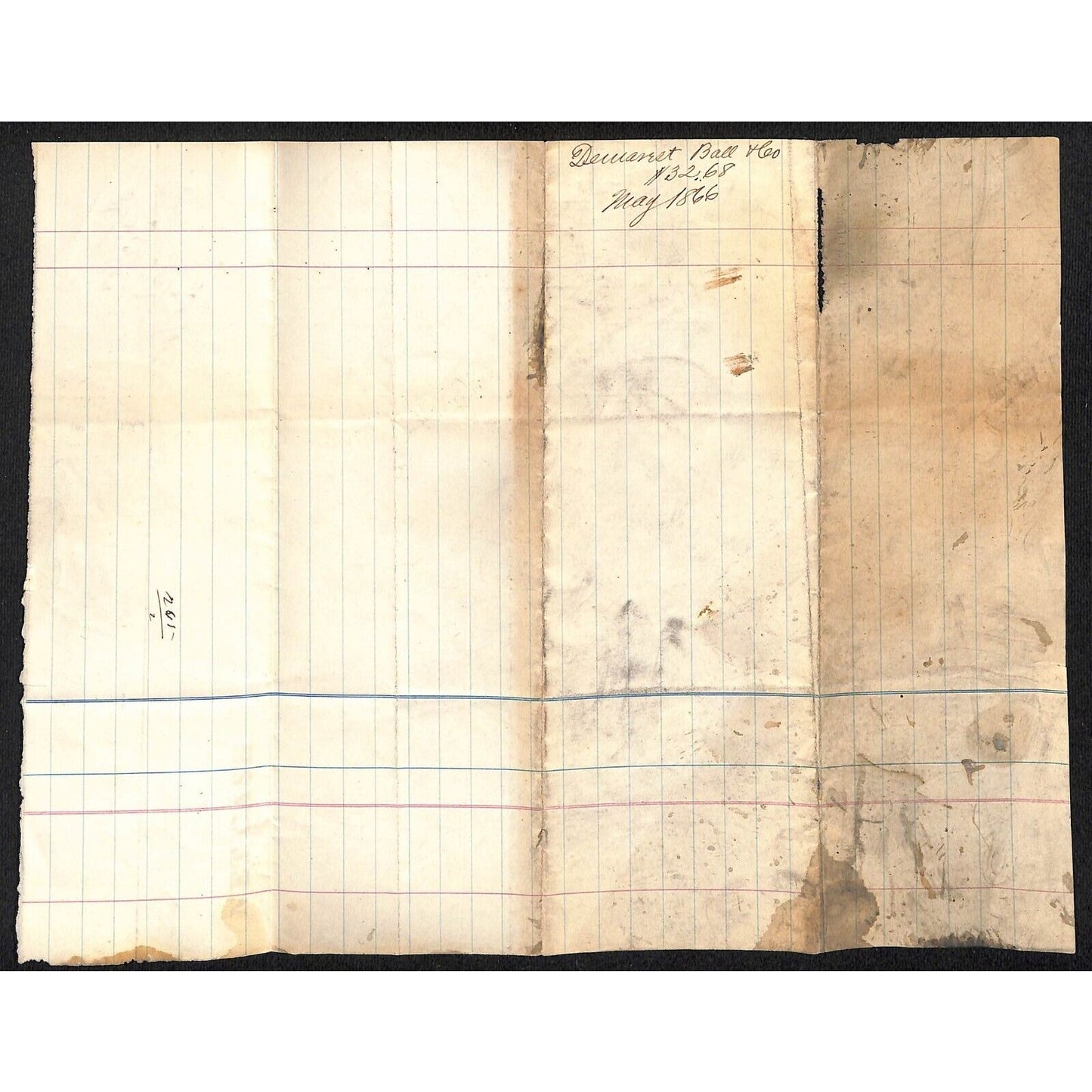 Demarest, Ball & Co Saddles Whips NYC 1866 J.J. Cover, Johnsville, OH* Billhead