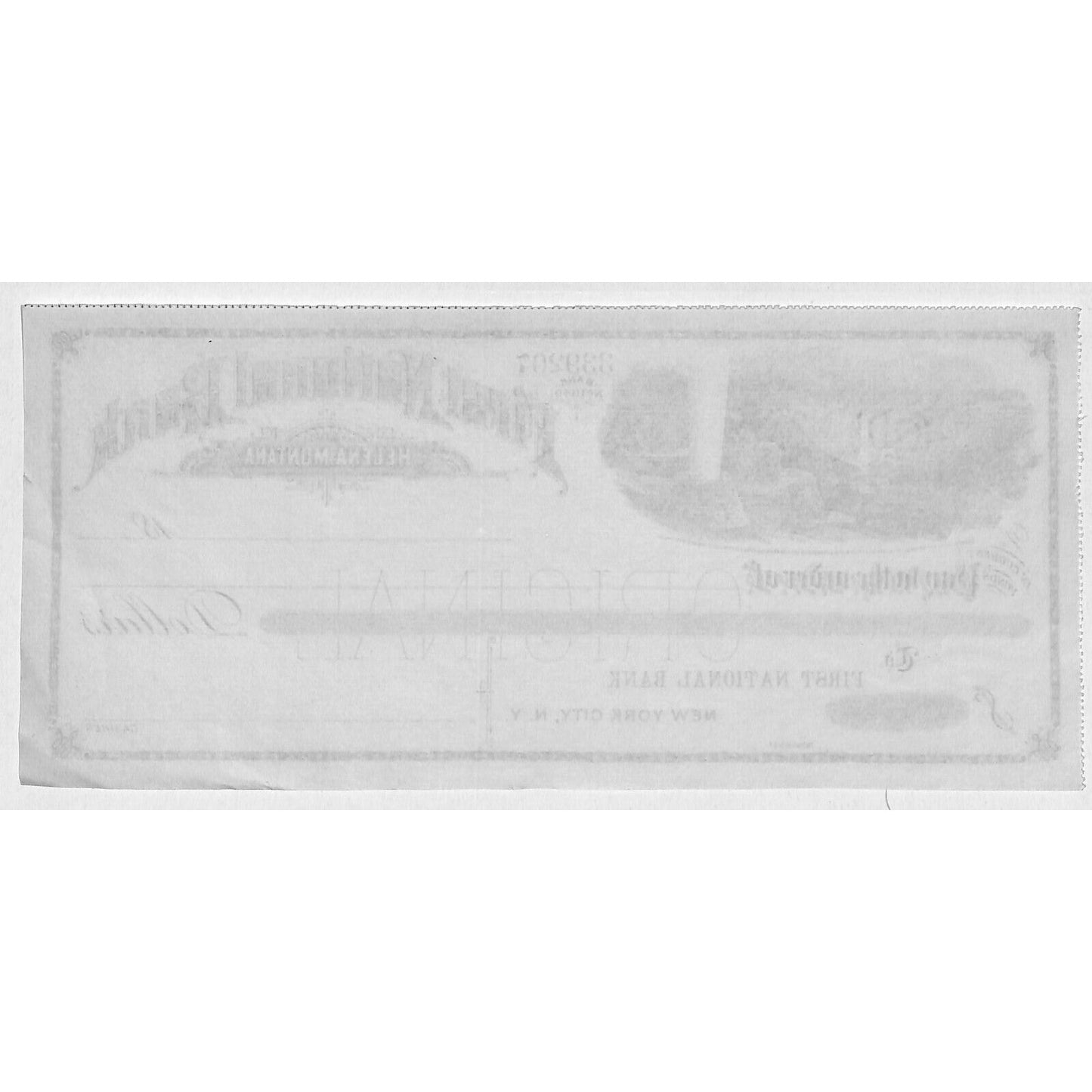 First National Bank Helena, MT 1880's Territorial Bank Check w/ Vignette #339207
