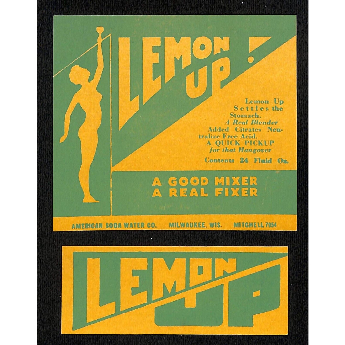 Lemon Up Mixer Label Set American Water Co. Milwaukee c1920's-30's Scarce
