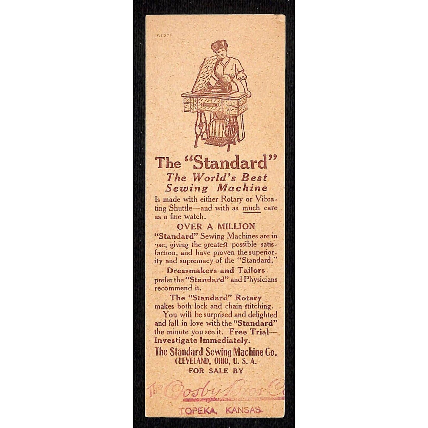 "The Standard Sewing Machine Co." Little Bo-Peep Victorian Trade Card VGC