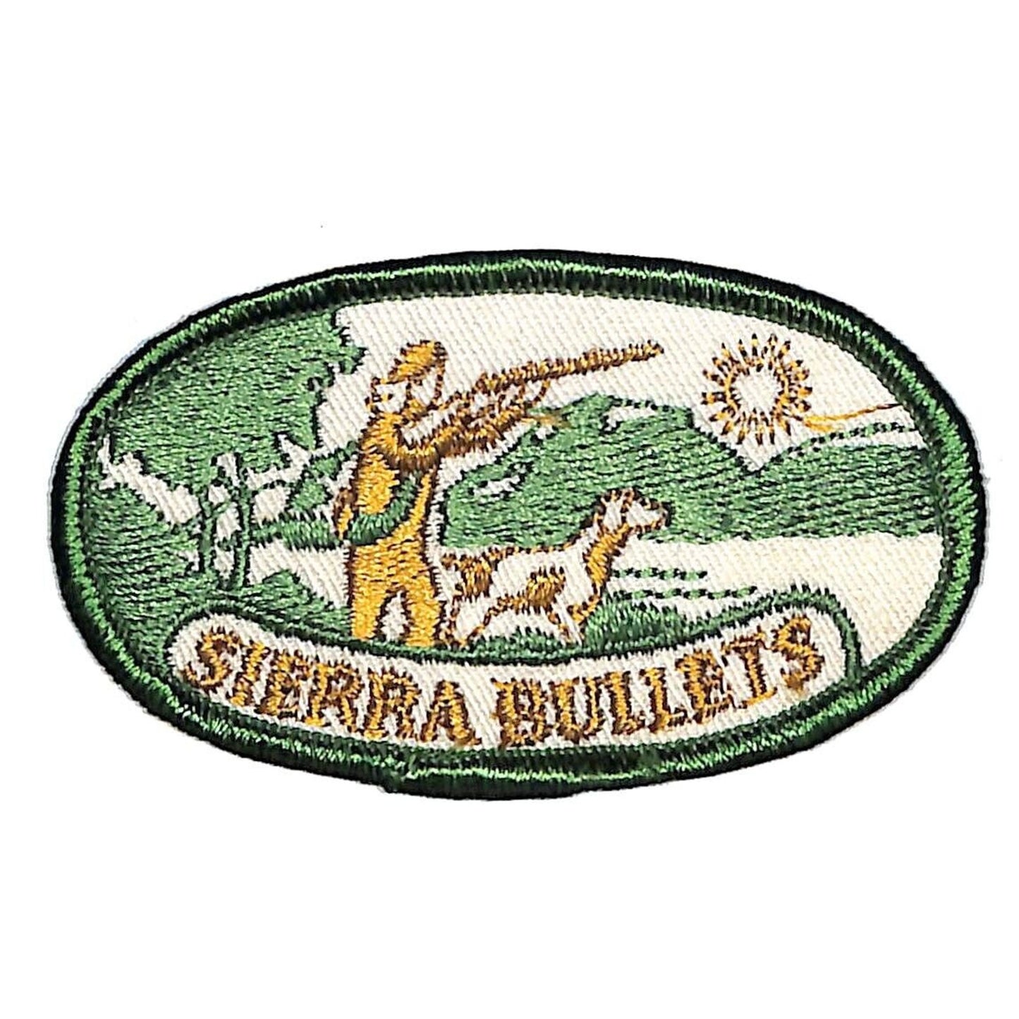 Sierra Bullets Hunter Aims Dog Watching Vintage Emb. 3 1/4" Patch c1970's-80s