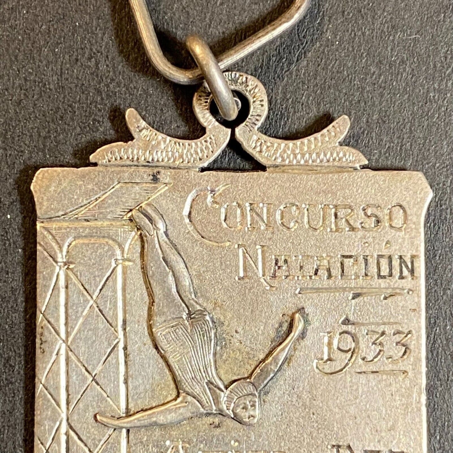 1933 Ariel Diving Concurso Natación Premio 25 Mts Award Medal 33mm x 42mm
