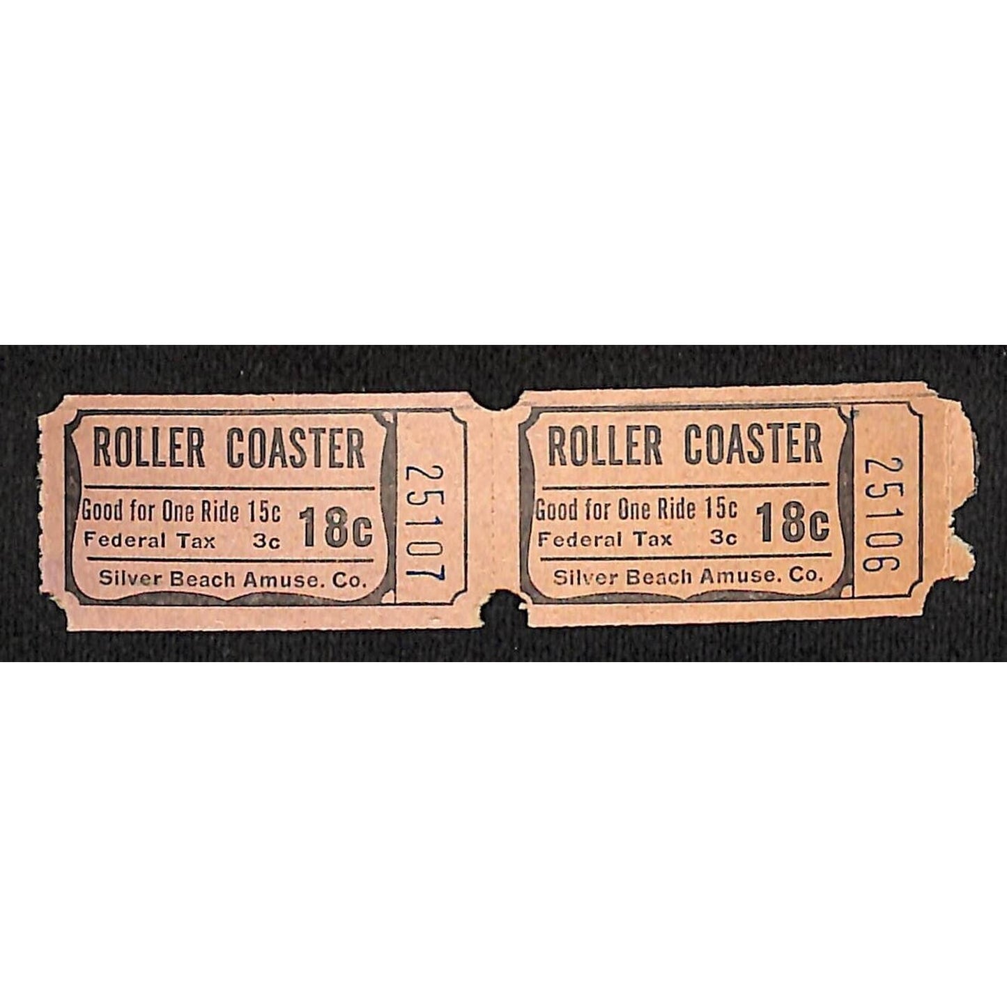 Silver Beach (1891- 1971) Michigan "Roller Coaster" 2 Tickets 18c Unused Undated