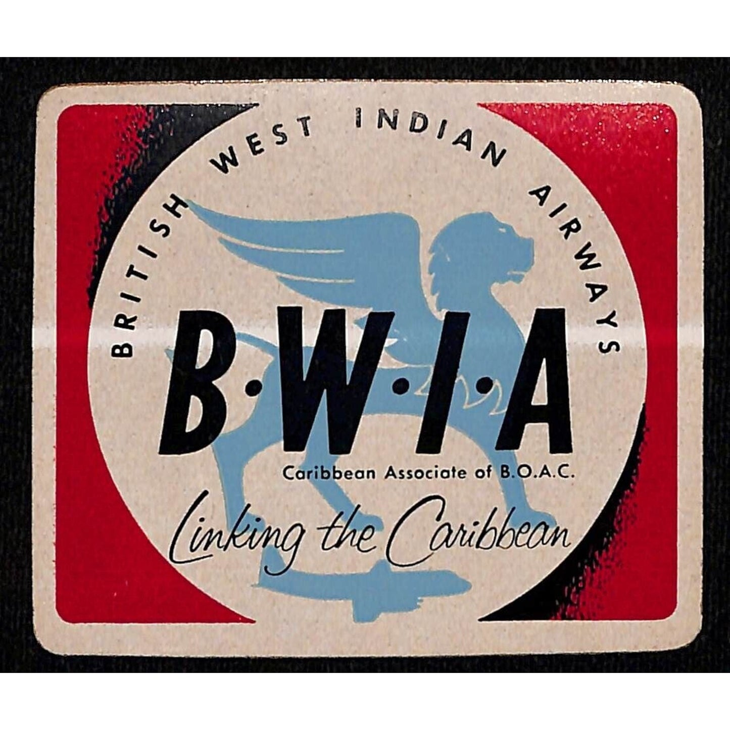 BWIA British West Indian Airways Baggage Sticker c1968-70's VGC Scarce