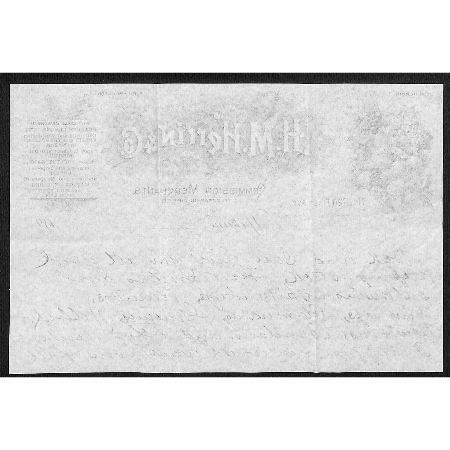 H.M. Herrin & Co. Fruits Nuts Dairy Hay Mill Feed 1880's 188x Note on Billhead