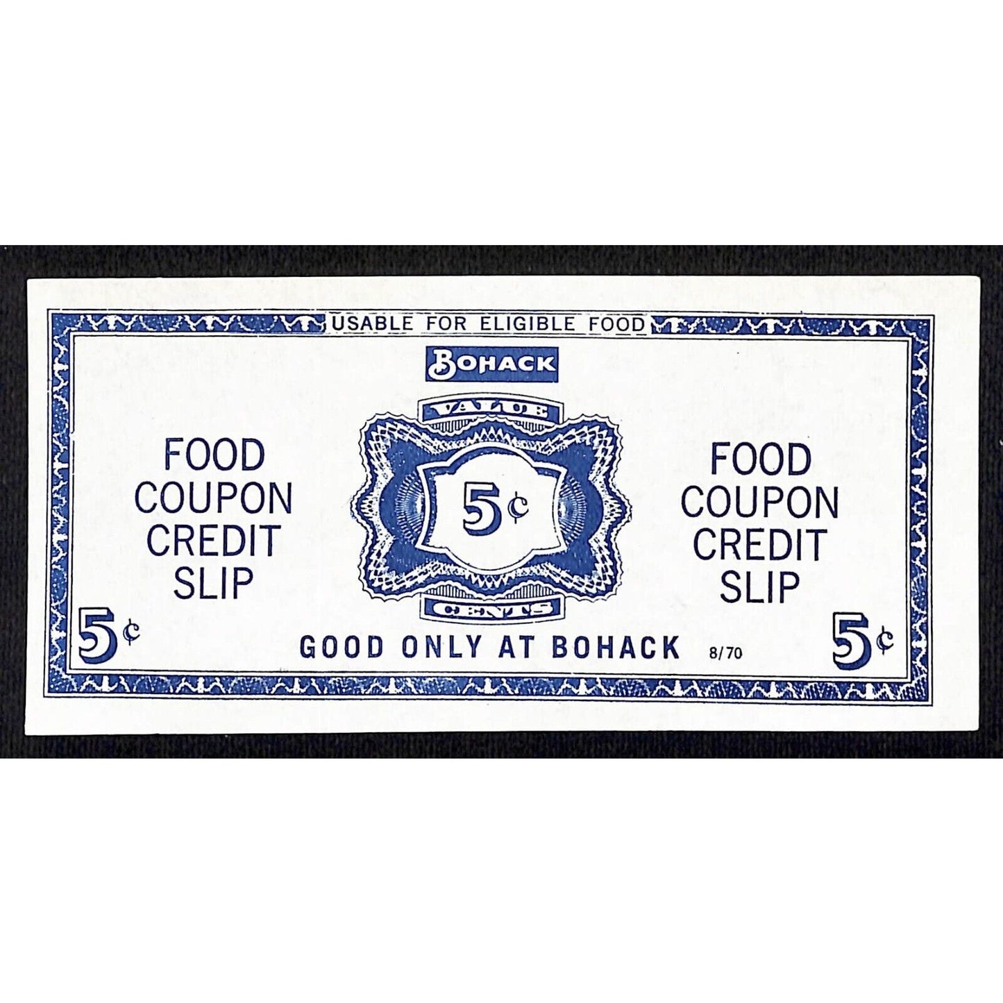 Bohack Supermarket Brooklyn, NY "Food Coupon Credit Slip" 5c c1970 VGC