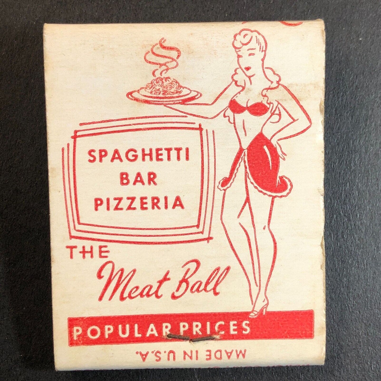 "The Meat Ball" Restaurant NYC Full Matchbook VGC Girlie c1948-50s Scarce
