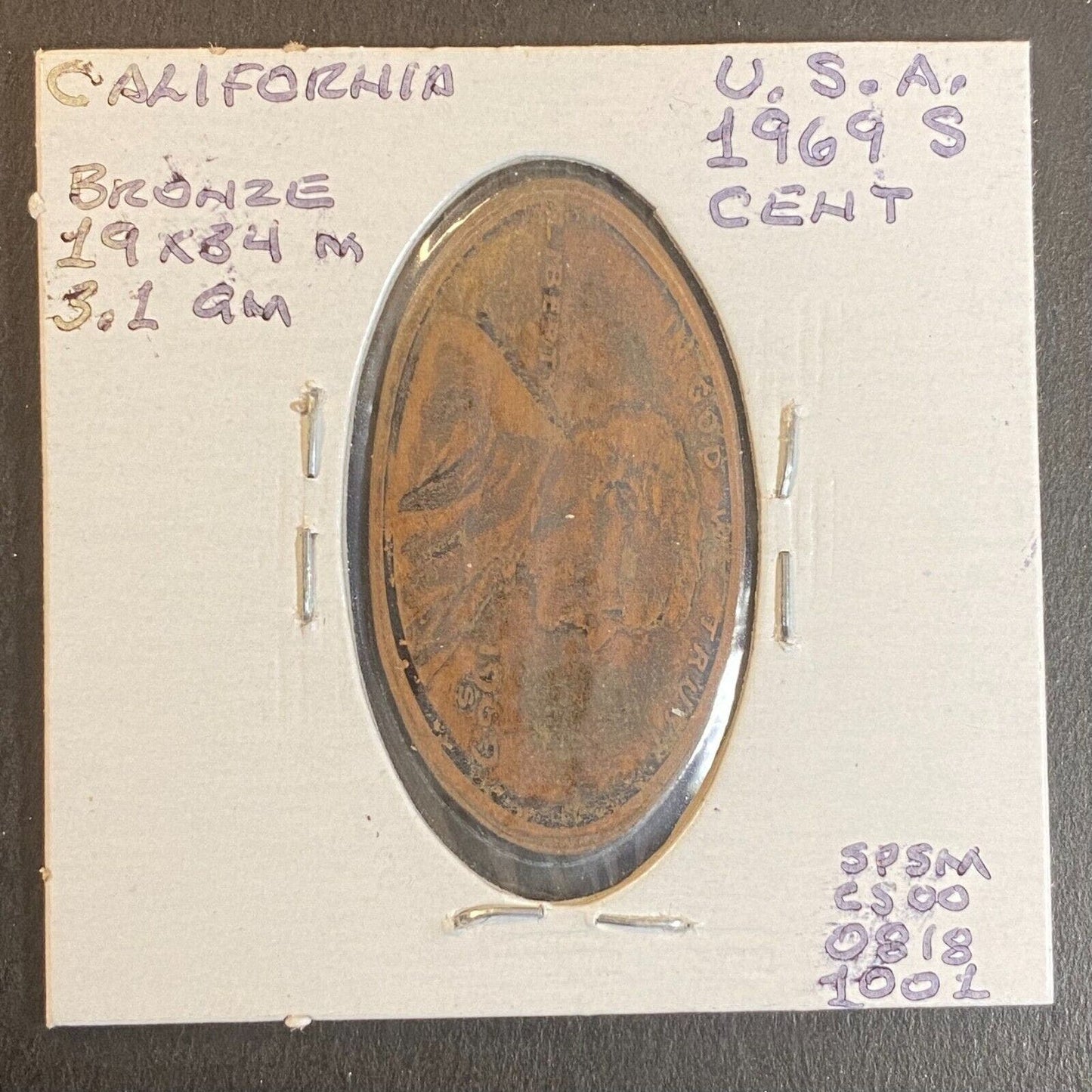 Los Angeles Coin Club 500th Meeting 9/5 1969 Elongated Penny Bell Wreath