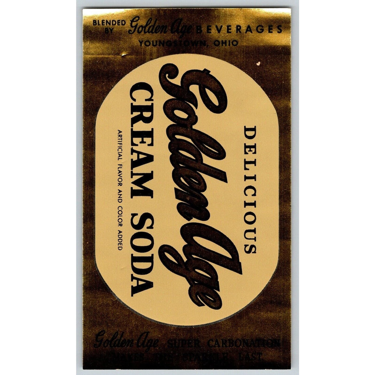 Group of 5 Golden Age Beverages Foil / Paper Soda Label Youngstown, OH c1940's