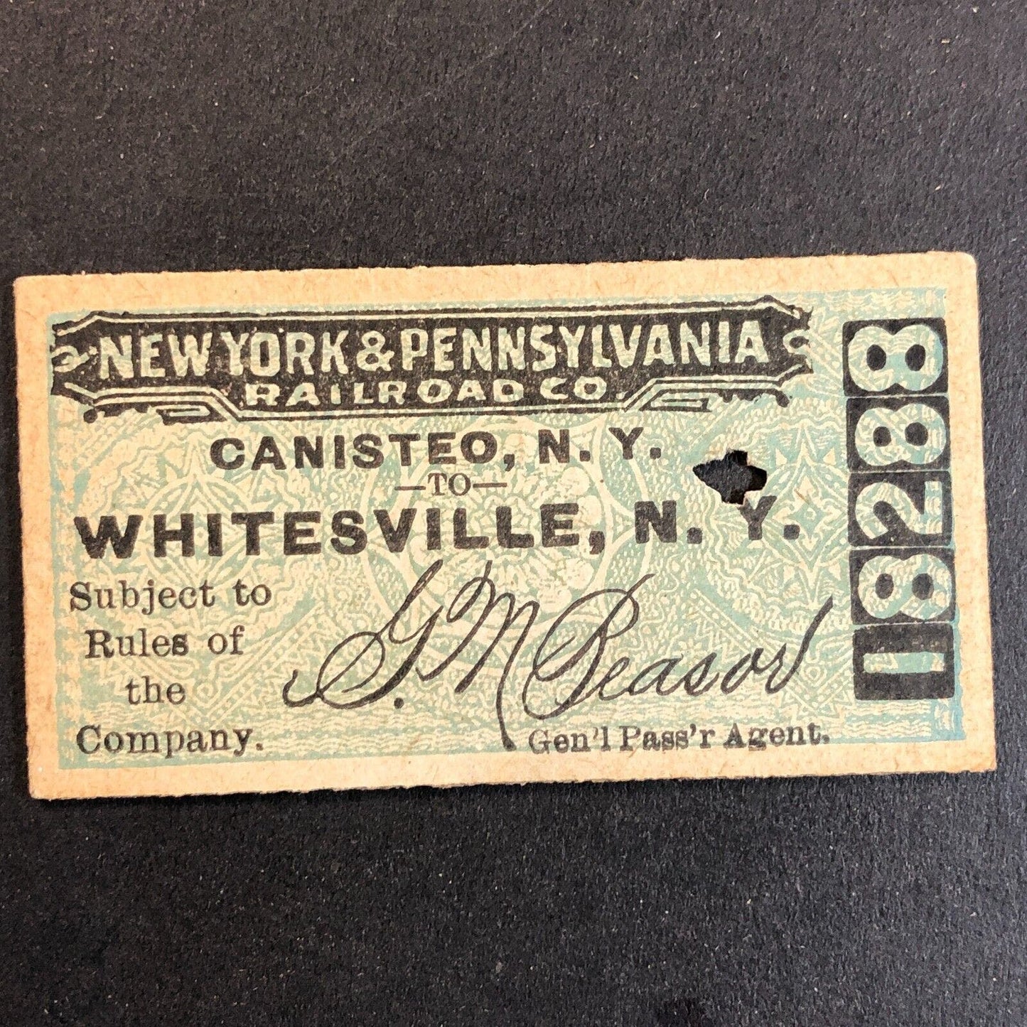 New York & Pennsylvania Railroad July 27 1917 Whitesville, NY Ticket #18288