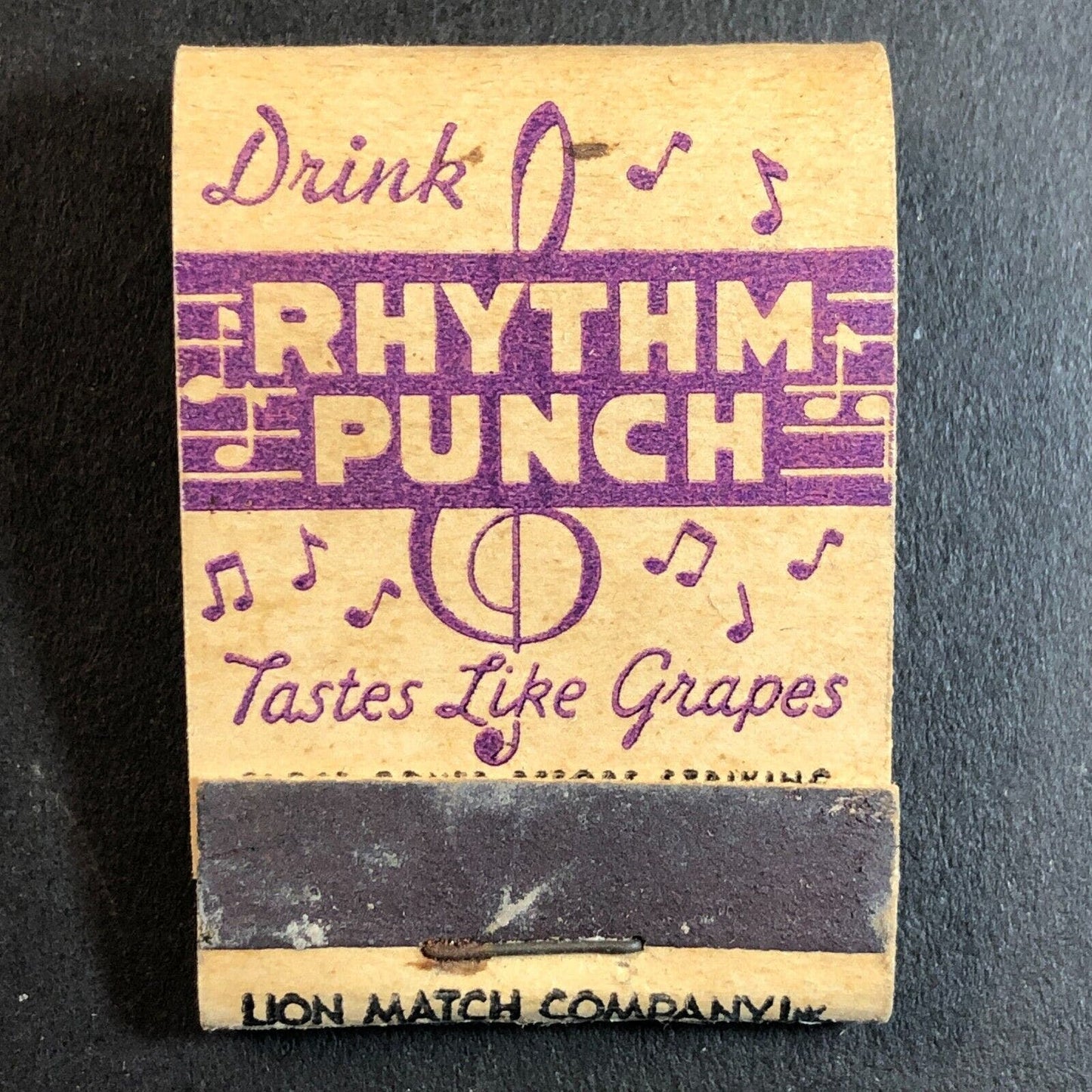 Drink Rhythm Punch "Tastes Like Grapes" Full Mini Matchbook c1940's Scarce