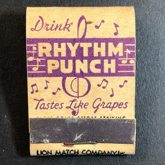 Drink Rhythm Punch "Tastes Like Grapes" Full Mini Matchbook c1940's Scarce