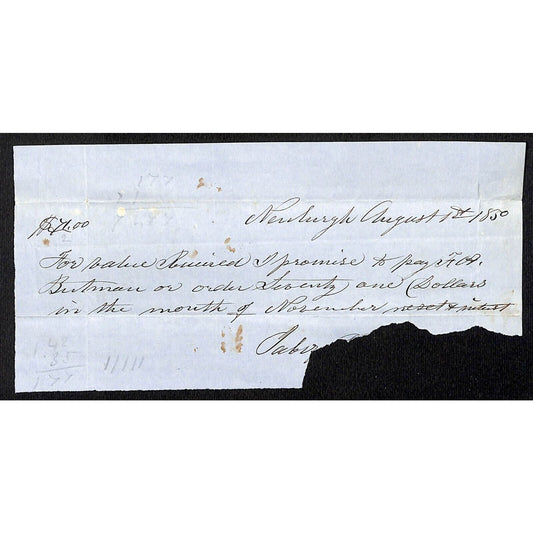 1850 Jabez Knowlton* Newburgh, ME General Store $71 Promissory Note