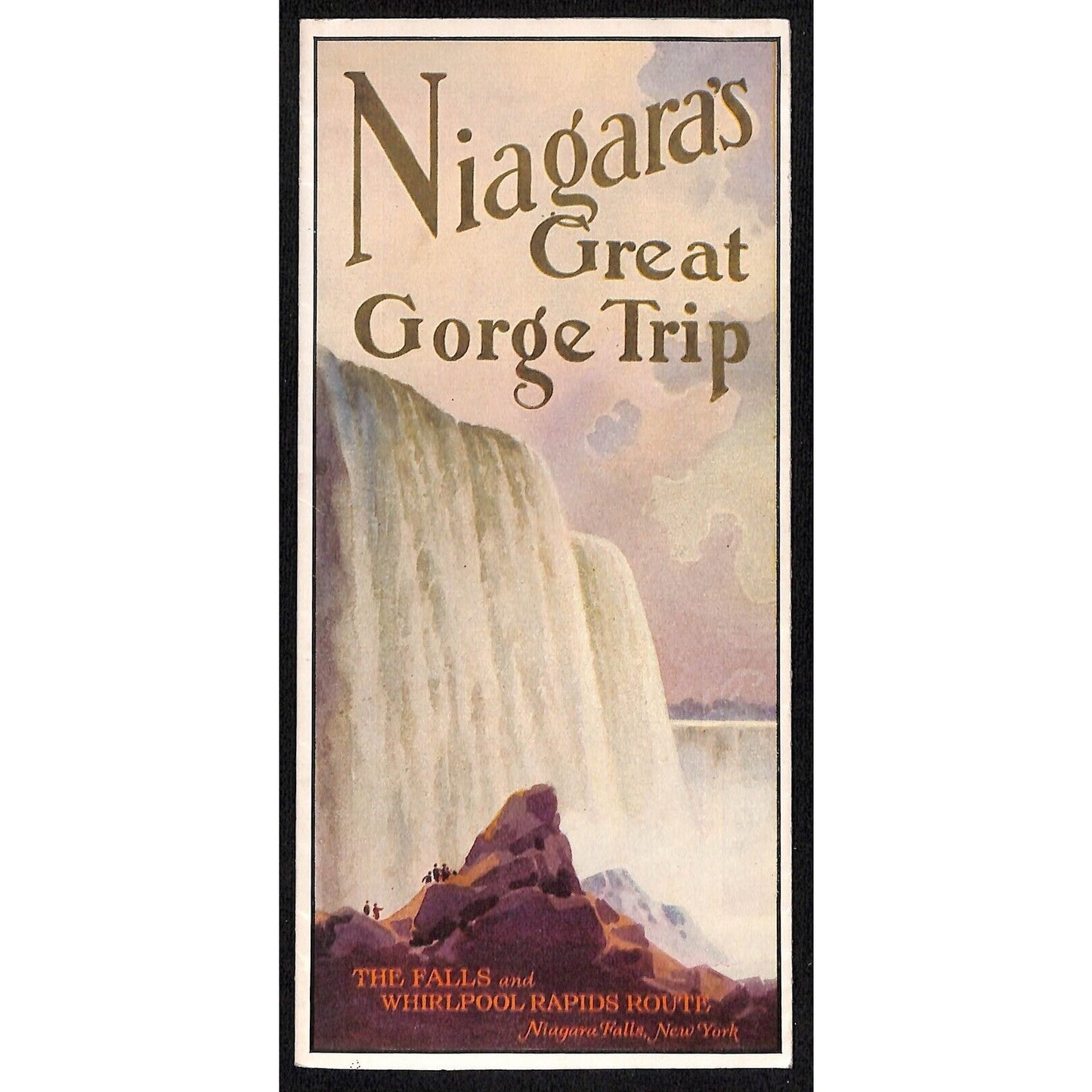 "Niagara's Great Gorge Trip" 1928 The Falls & Whirlpool Rapids "No Autos" Map