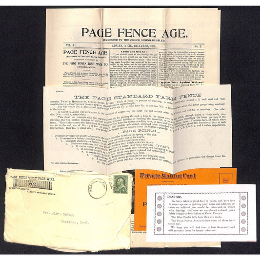 1901 Page Woven Fence Co. Adrian, MI Product Sheets and Cover - VGC Scarce