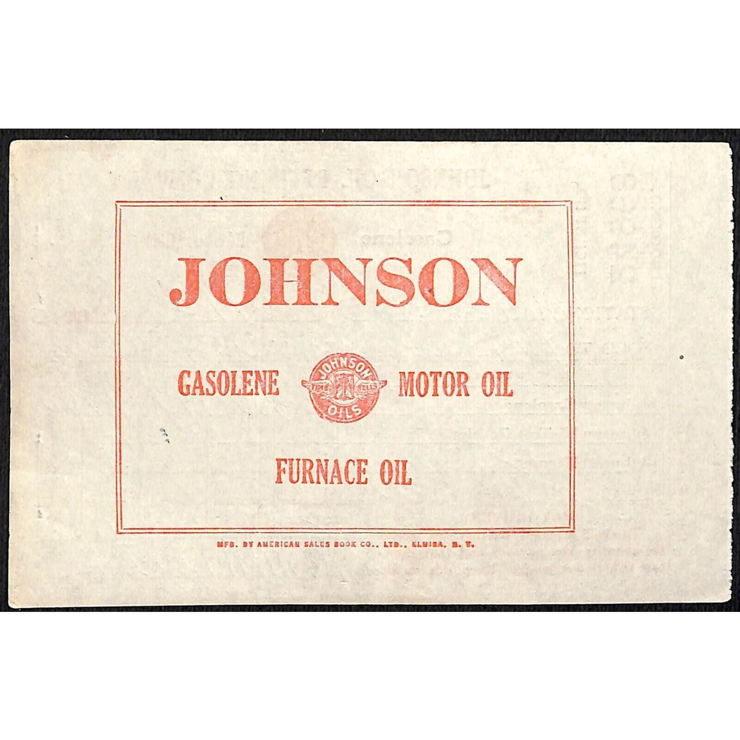 Johnson Oils Gasoline Kerosene 1926 W. H. Thompson Melvin IL #2 Station Receipt
