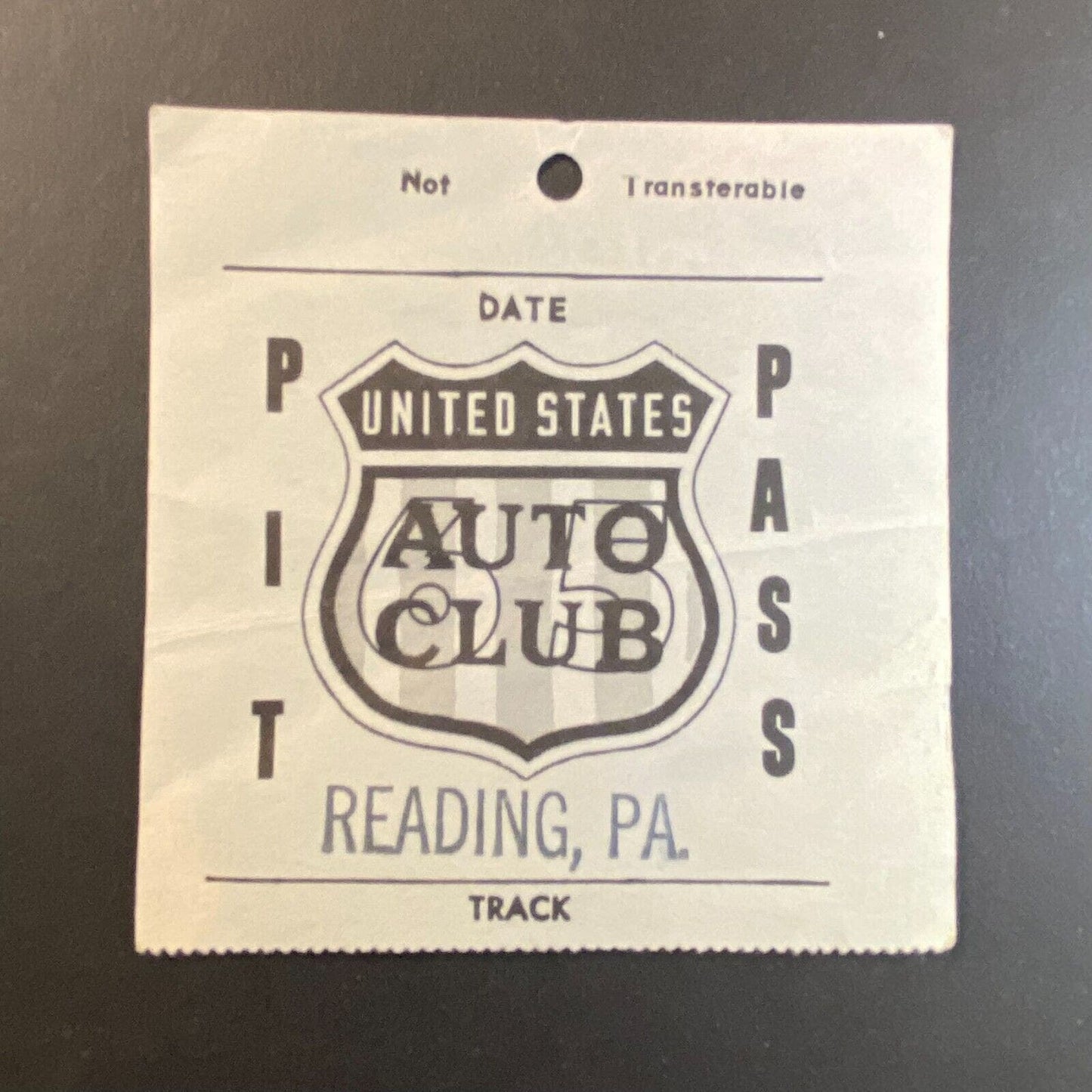 1965 Reading, PA USAC Pit Pass w/ Gateman Stub Auto Racing