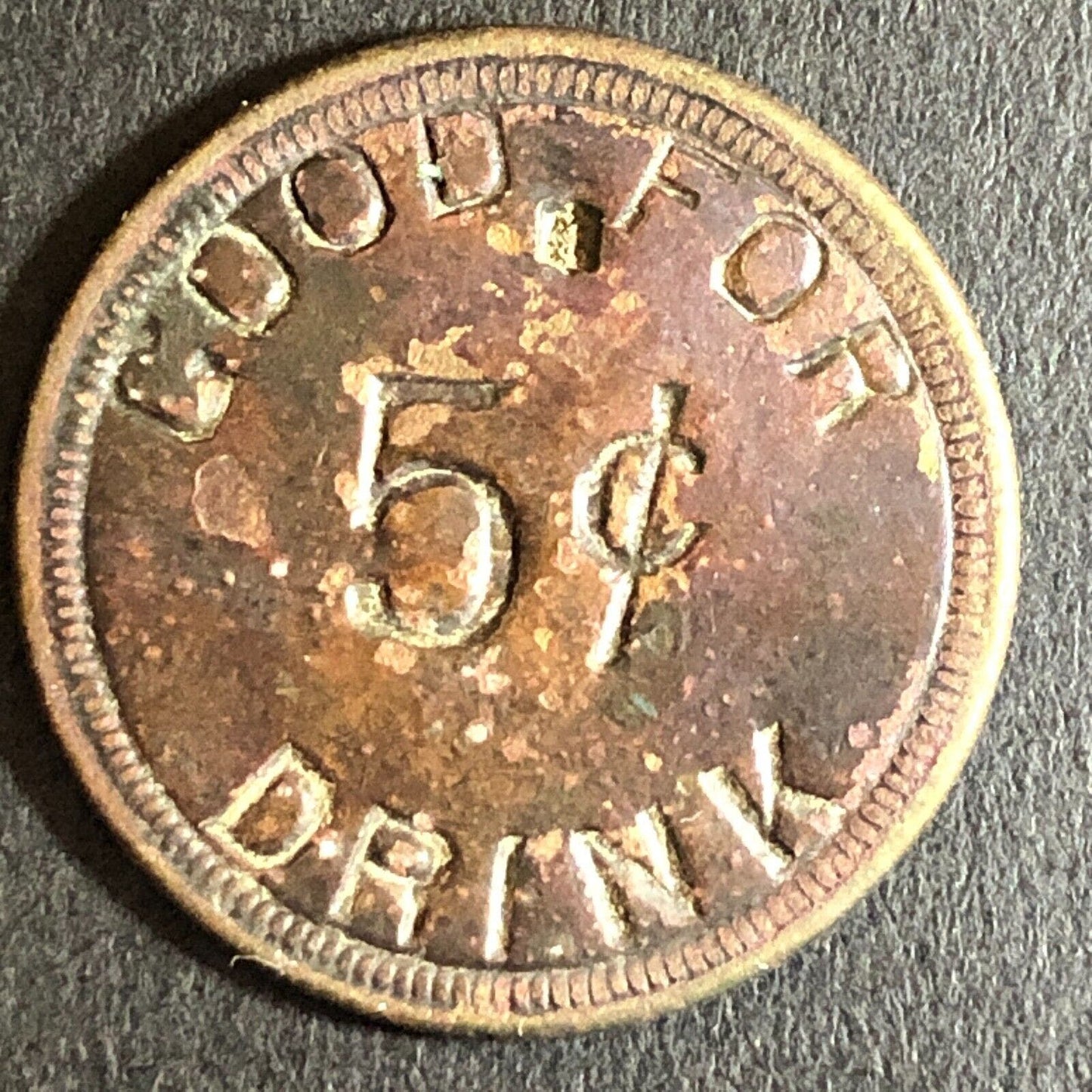 216 Grant Ave (Grant Ave Dance Hall - SF) G/F 5c Drink Trade Token 23mm Scarce