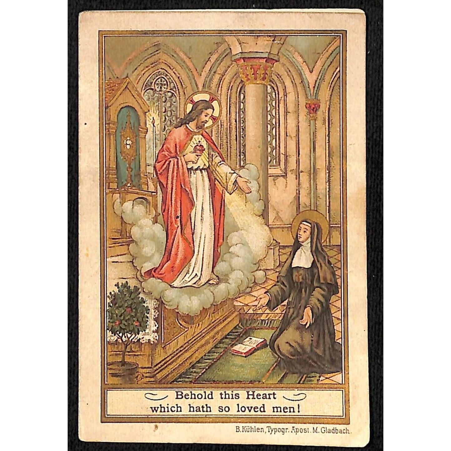 Thirty Three Salutations / to the Sacred Heart Holy Card c1900 Scarce